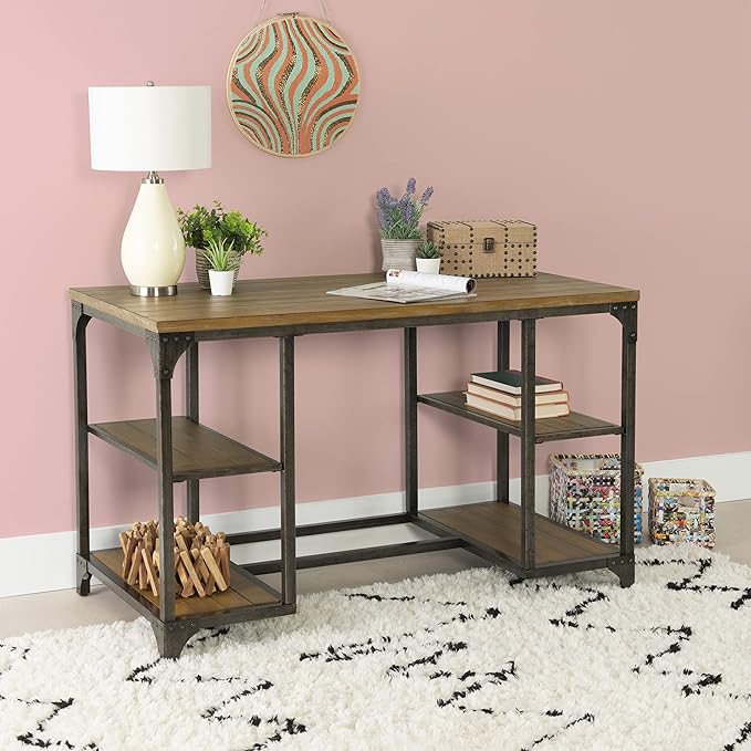 Powell Furniture Benjamin Metal Base Desk Driftwood