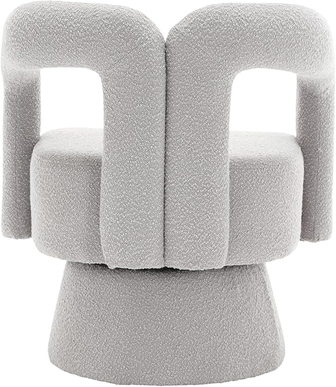 360 Degree Swivel Cuddle Barrel Accent Chairs Round Armchairs with Wide Upholstered Fluffy Fabric Chair for Living Room Bedroom Office Waiting Rooms (Light Gray)