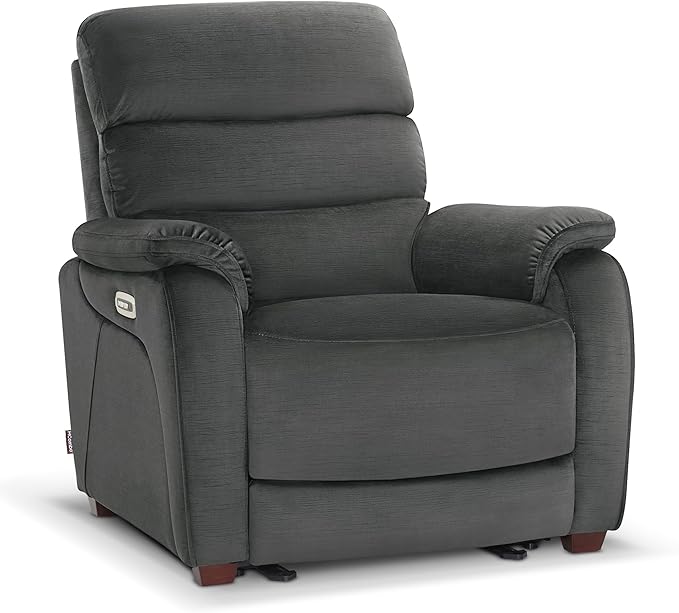 MCombo Power Zero Wall Hugger Recliner Chair for Small Space RV Living Room Power Recliner with Adjustable Headrest USB &amp USB-C Charging Ports Fabric ST257 (Dark Grey)