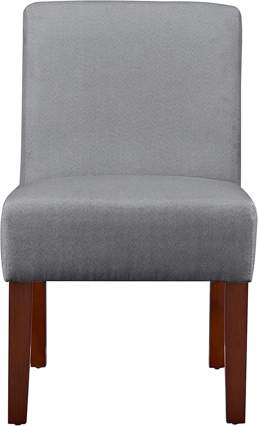 Grey Fabric Accent Chair Set of 2 with Round Wood Table Versatile Side Chair Set for Bedroom Living Room &amp Office