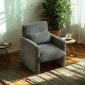 GDFStudio 30 Modern Accent Chair Upgrade Leisure Boucle Upholstered Armchair with Straight Arms and Waist Pillow Comfy Single Sofa Chair for Living Room Bedroom Office Apartment Antique Green