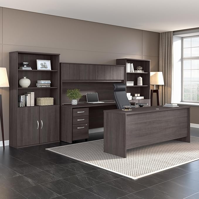 Bush Business Furniture Studio C Credenza Desk Computer Table for Home or Professional Office 72W x 24D Storm Gray