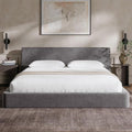 RECCI AirFrame King Size Bed Frame with Ergonomic Angled Foam Cushioned Headboard Minimalist Design Platform Bed Frame No Box Spring Needed Easy Assembly (Moon Grey)