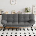 Futon Sofa Bed Convertible Couch Grey Linen Sofa Bed with Memory Foam Adjustable Backrest &amp Armrests Multifunctional Small Loveseat Sleeper Sofa for Living Room Apartment Office
