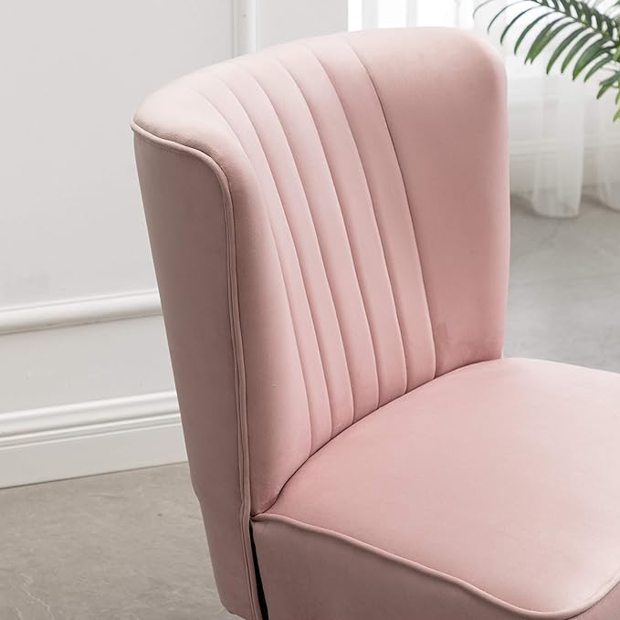 Elon Contemporary Velvet Upholstered Accent Chair Pink