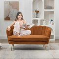 Modern Boucle Loveseat CouchFuton Small Sofa with Gold Metal Legs 2-Seater Upholstered Mini Sofa Couches for Small SpaceLiving Room Bedroom Office Dorm Studio Apartment Love Seat Couche(Brown)
