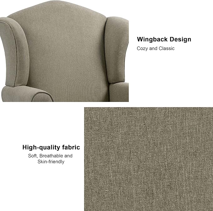 Accent Chair High Back Upholstered Armchair with High Resilience Sponge &amp Wood Legs Mid-Century Modern Comfy Single Sofa Reading Chairs for Living Room Bedroom (Light Camel Set of 2)