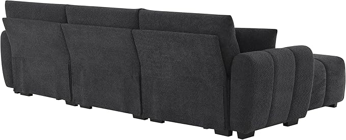 Oversized Modular Sectional SofaGifts for Women MenL Shaped Sectional Couches for Apartment110 inch 4 Seat Modular Couch with Movable OttomanBoucleBlack