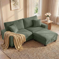 DOPEDIO L-Shaped Sectional Sofa with Storage Ottoman Modern Chenille Recliner Loveseat Removable Couch Covers Pocket Spring Cushions Solid Wood Frame Easy to Install (88.58inch Green)
