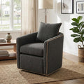 360° Swivel Accent Chair with Curved Armrest Bouclé Upholstered Club Chair Barrel Sofa Chair for Living Room Reading Corner Small Spaces (Dark Grey13)