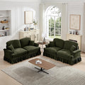 2 Piece Modular Sectional Couch Living Room Sofa Set 2 Seater+2 Seater Loveseat Sofa Sets for ApartmentRemovable Ruffles Pleats SkirtsGreen