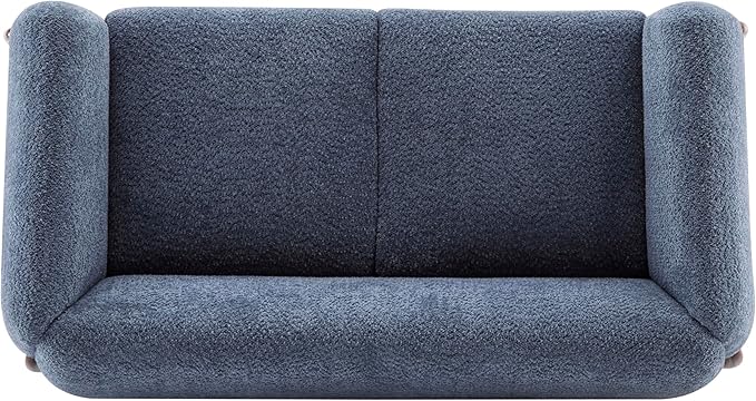 Christopher Knight Home Alma 63 Boucle Loveseat with Wood Legs 2 Seater Sofa Couches for Living Room Upholstered Couch Chair Soft Seating Lounge Sofa Chair Cozy Loveseat with Armrest Navy Blue