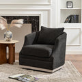 KINWELL 31 Wide Linen Fabric Swivel Barrel Chair FSC Certified Upholstered Swivel Armchair with Pillow Back for Living Room Bedroom Fully Assembled (Black)