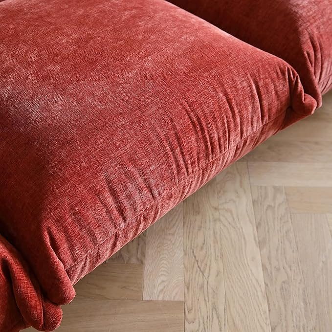 JACH Mid-Century Modern Comfy Loveseat Sofa Chenille Couch Deep 2-Seats Couches with Thick Cushion 77 Plush Sofas Furniture for Small Spaces Living Room Bedroom Office Apartment Red