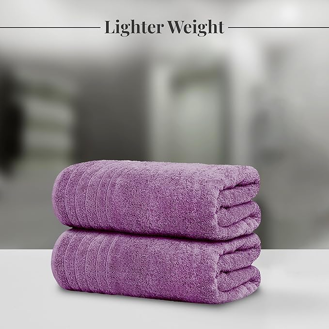 Tens Towels Pack of 2 Extra Large Bath Sheets 35 x 70 Inches 100% Cotton Larger &amp Lighter Weight Quicker to Dry Super Soft &amp Absorbent Oversized Bath Towels Purple