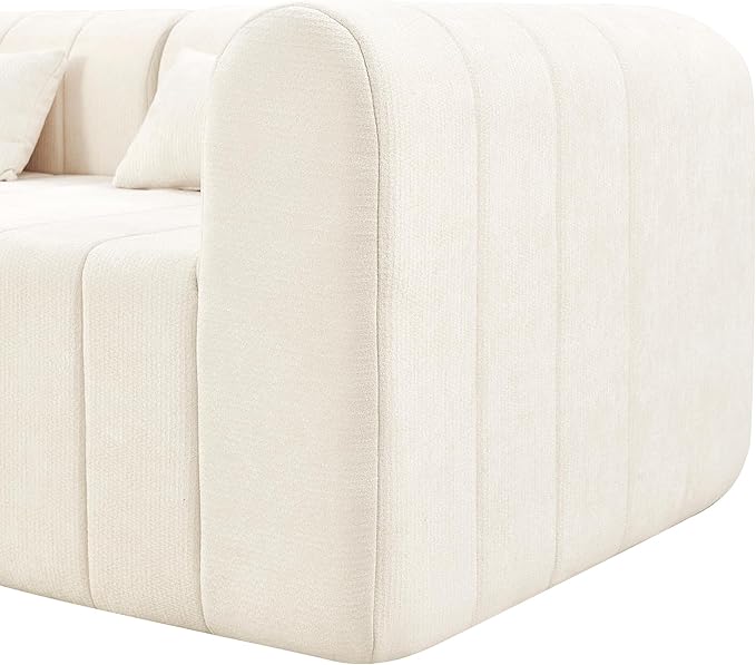 145.5 Inch Modular Full-Compressed Sectional SofaBeige Polyester Upholstered Modular Sofa with 4 PiecesCompressed Sponge Modular Couch for Living Room (Beige#81)