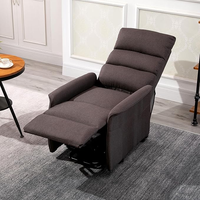 HOMCOM Power Lift Recliner Chair for Elderly Easy Assembly Fabric Lift Chair for Adults Recliner Sofa with Remote Control Side Pockets for Living Room Brown