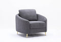 Modern Gray Linen Chair with Pocket Coil Seat for Living Room or Bedroom