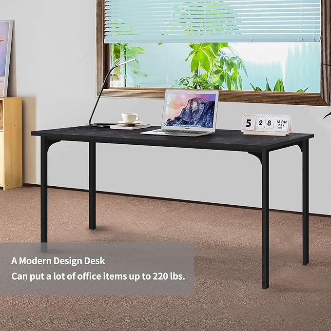 YSSOA 47 Inch Home Office Computer Desk for Working Studying Writing or Gaming Black