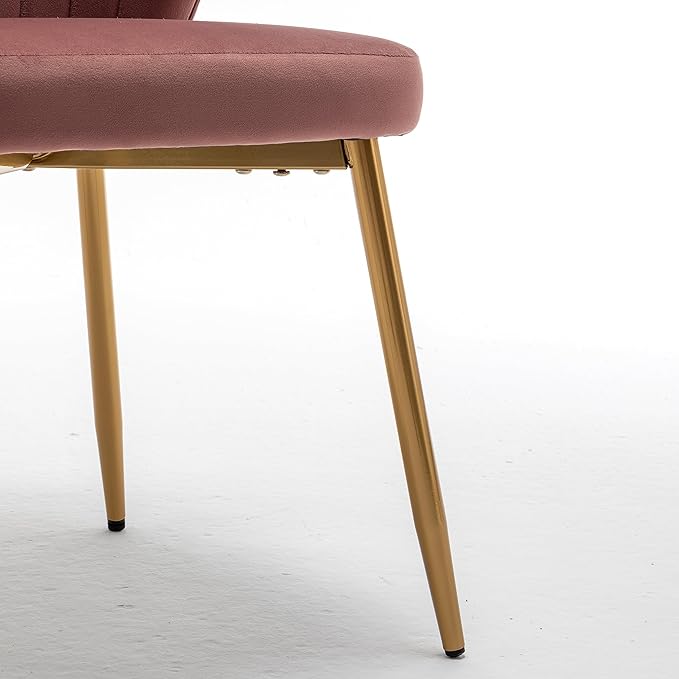 Modern Velvet Accent Chair for Living Room Bedroom Entryway or Small Spaces with Channel-Tufted Design Comfortable and Trendy Armless Seat Rose