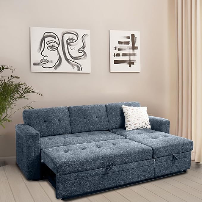 Naomi Home Lily Reversible Sleeper Sectional with Storage and USB Ports White/Air Leather