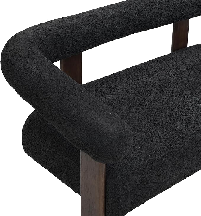 Christopher Knight Home Celen Modern Boucle Fabric Upholstered Loveseat with Round Armrest and Rubberwood Frame Comfy Living Room 2-Seater Sofa Space-Saving Couch for Hotel/Apartment Black + Brown