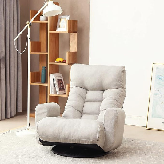 Generic Adjustable Head and Waist Game Chair Lounge Chair in The Living Room 360 Degree rotatable Sofa ChairRotatable seat Leisure Chair Deck Chair Grey