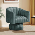 Modern 360 Degree Leather Swivel Cuddle Barrel Accent Sofa Chairs Round Armchairs with Wide Upholstered Leather Reading Chair for Living Room Bedroom Office Waiting Rooms (Navy)