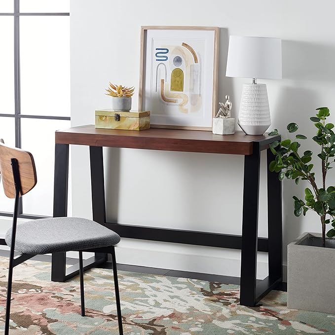 SAFAVIEH Home Collection Dennings Modern Farmhouse Walnut/Black Desk
