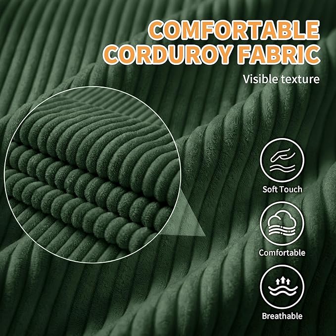KEIKI Convertible Sofa Bed 2 in 1 Corduroy Loveseat Folding Couch Bed with Storage Chaise Lounge Chair &amp Floor Futon Sleeper Love Seating for Small Apartment Guest Living Room Easy Assembly Gr