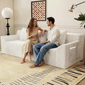 71 Cloud Loveseat SofaBoneless Deep Seat 2-Seater with 3 Pillows&ampSide PocketNo Assembly Foam Floor CouchPlush Corduroy FabricModern Living Room Sofa for Small Space (Tilted Armrest White)