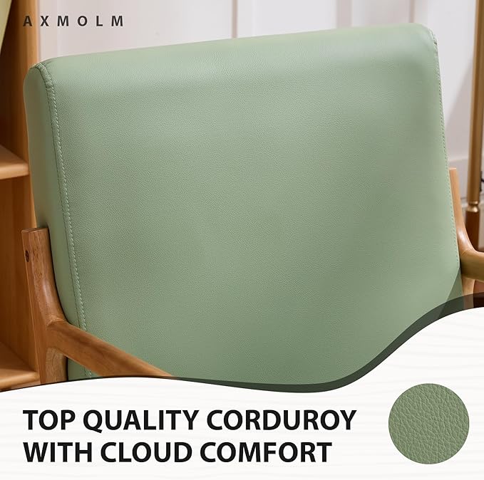 Mid Century Modern Accent Chair Arm Chair Living Room Chairs with Lumbar Pillow Upholstered Reading Chair with Solid Wood Frame &amp Cat-Scratch Leather for Living Room Bedroom
