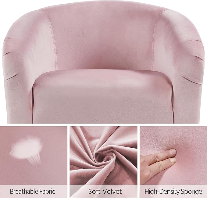 Yaheetech Accent Barrel Chair Boucle Fabric Club Chair Furry Sherpa Elegant Armchair with Cozy Soft Padded Suitable for Living Room Bedroom Reception Room Office Pink