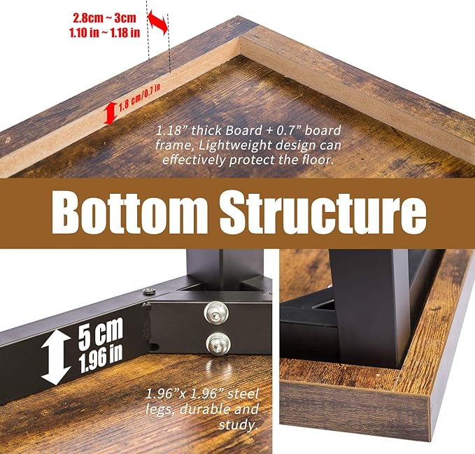 TOPSKY Computer Desk 59 inch Large Office Desk Gaming Desk Writing Desk Large Legroom Metal Frame 1.88 Thickness Desktop (Rustic Brown)