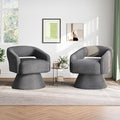 LINSY Swivel Chairs Set of 2 360 Modern Swivel Accent Chair Boucle Barrel Accent Chair Gray Corduroy Chair Small Round Chair for Small Spaces Bedroom Living Room
