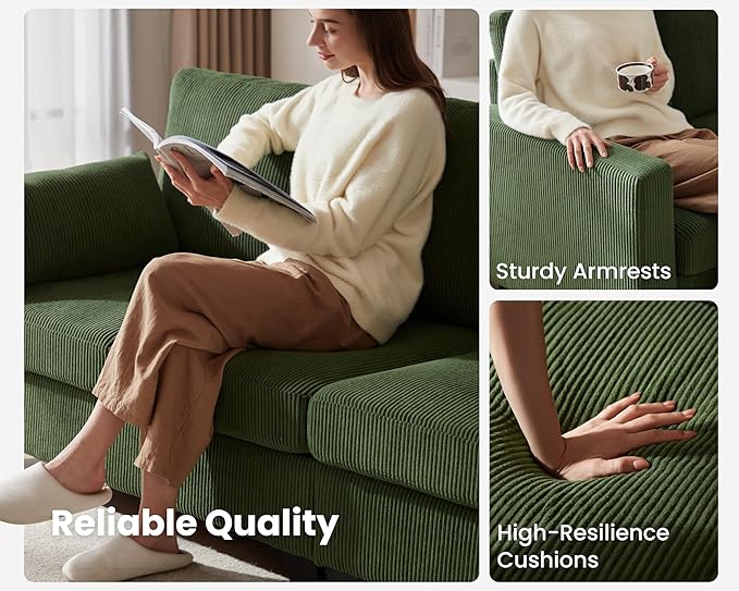 CHIC HOUSE Middle Module for Modular Couch Corduroy Customizable Chaise Storage Ottoman for Sectional Sofa Armrest Single/Double Seater