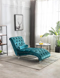 Leisure Velvet Concubine Sofa Accent Sofa Chaise Reclining Lounger Barrel Sofa with Acrylic Feet (Teal)