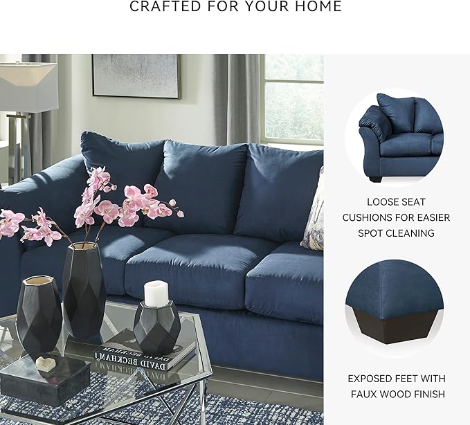 Signature Design by Ashley Darcy Casual Plush Sofa Dark Blue