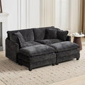 Aoowow Chenille Loveseat Cloud Couch with Ottomans78 Modular Sectional Small Love Seat Lounger Sofa for Small SpacesDouble Chaise Lounge Chairs Indoor for Living Room Bedroom (Black 2+2)