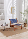 Solid Wood Frame Chair with White Faux Wool. Modern Accent Chair Lounge Chair for Living Room