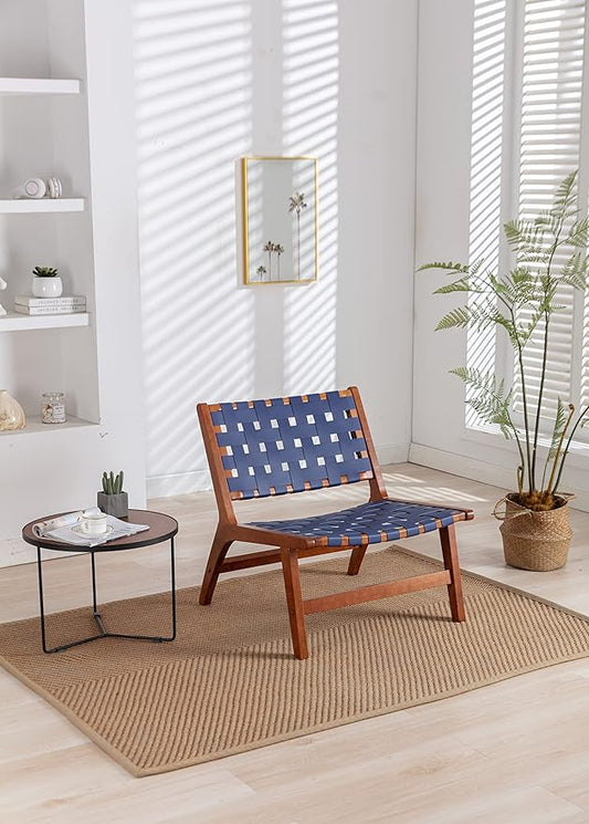 Solid Wood Frame Chair with White Faux Wool. Modern Accent Chair Lounge Chair for Living Room