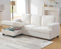 VanAcc 88 Inch Reversible L Shape Sofa Convertible Sofa with Storage L Shape Couch with Chaise Comfy Couches for Living Room White Bouclé
