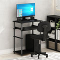 Furinno Home Desk 23.6 Wide Gaming Desk with Keyboard Tray Computer Desk Office Writing Desk for Home Office Bedroom Black