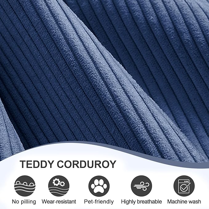 5-in-1 Folding Convertible Sofa Bed Loveseat Sleeper with Pull-Out Bed Floor Sofa Modular Futon Couch 79 Oversized Corduroy Upholstered Boneless Couch for Living Room Bedroom Lounge Blue-C