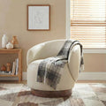 Swivel Accent Chair Modern Round Barrel Armchair with Upholstered Faux Leather for Living Room Bedroom Waitingroom1 BoxCream