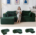 MAXYOYO Modular Sectional Sofa Couch L Shaped Modern Cloud Couch with Ottoman Sofa in A Box Tufted 4-Seat Boneless Sleeper Chair for Living Room No Assembly Required Green