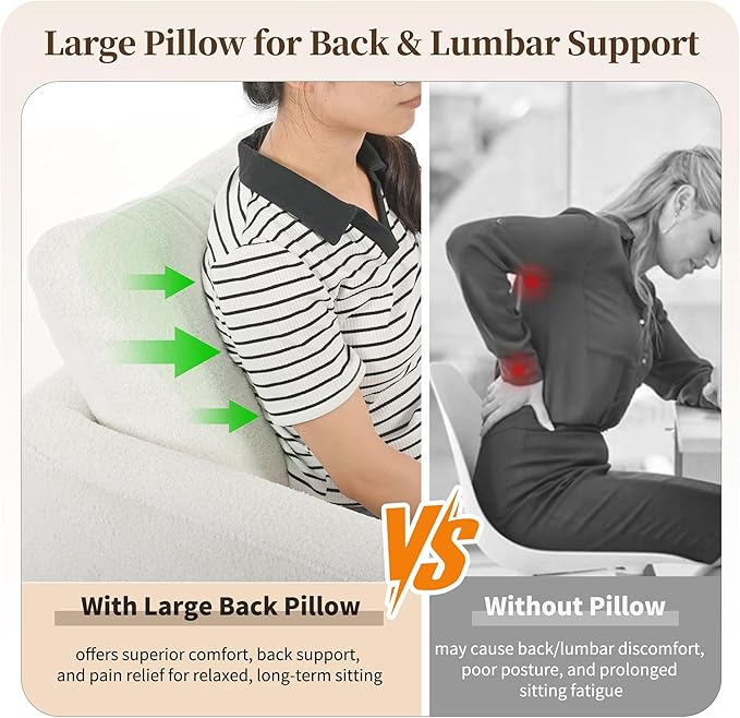 cinkehome Accent Chair Set of 2 for Living Room Modern Upholstered Teddy Barrel Arm Chair Large Pillow Solid Wood Legs
