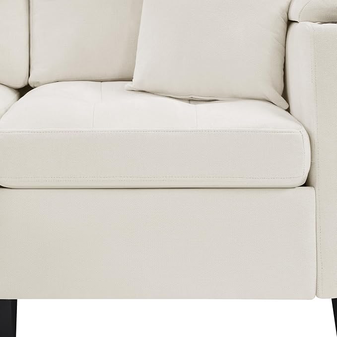 Modern U-Shaped Sectional Sofa 115.7 Corner Sectional Living Room Couch Oversized Sectional with Built-in Cup Holders Storage Space and USB Ports for Living Room (Beige-X22)