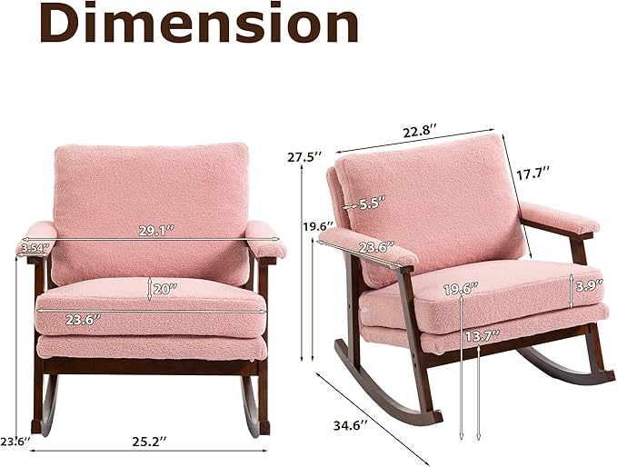 WakZero Accent Chair Comfy Rocking Nursery Armchair Glider Rocker Mid Century Modern Accent Chairs Upholstered for Living Room/Bedroom