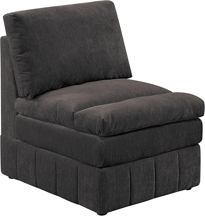 Contemporary 1pc Armless Chair Modular Chair Sectional Sofa Living Room Furniture Mink Morgan Fabric- Suede